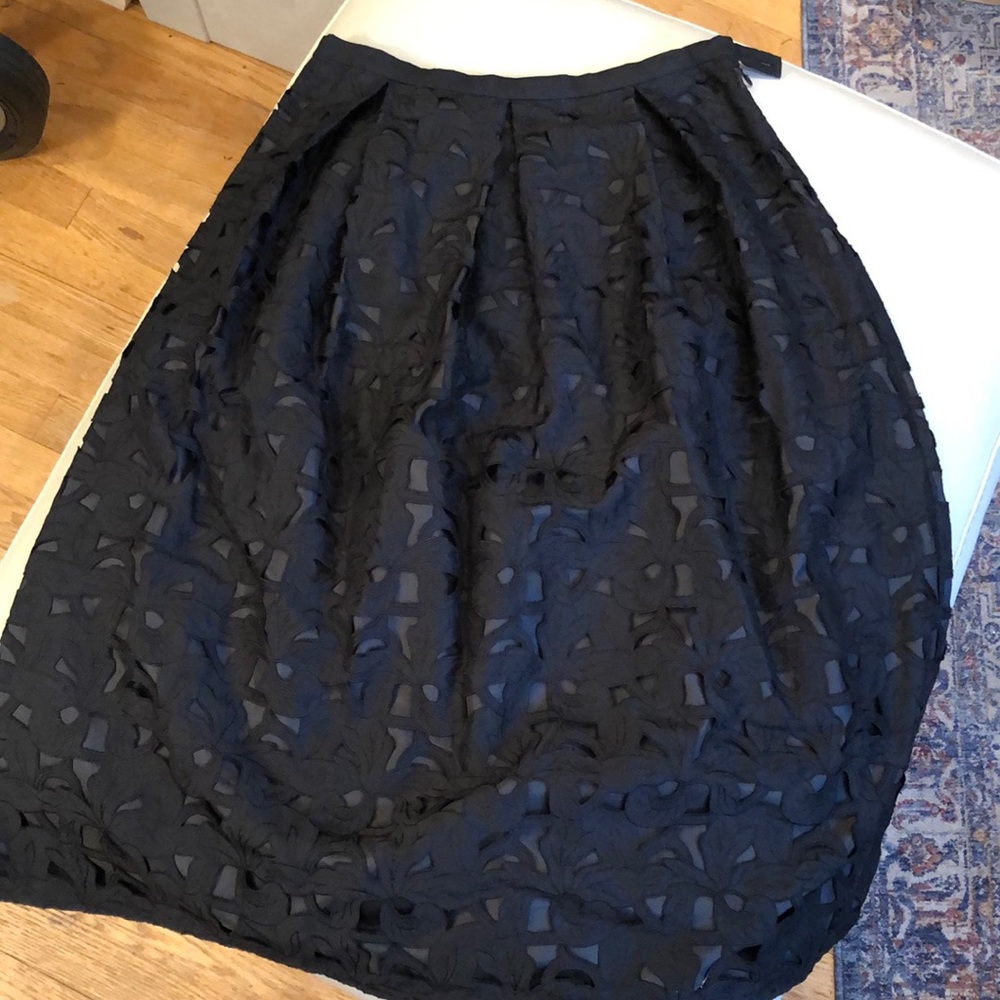 Talbots black lace silk full midi skirt, NWOT